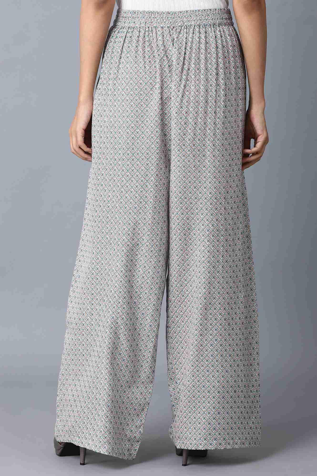 light Grey Printed Parallel Pants - wforwoman