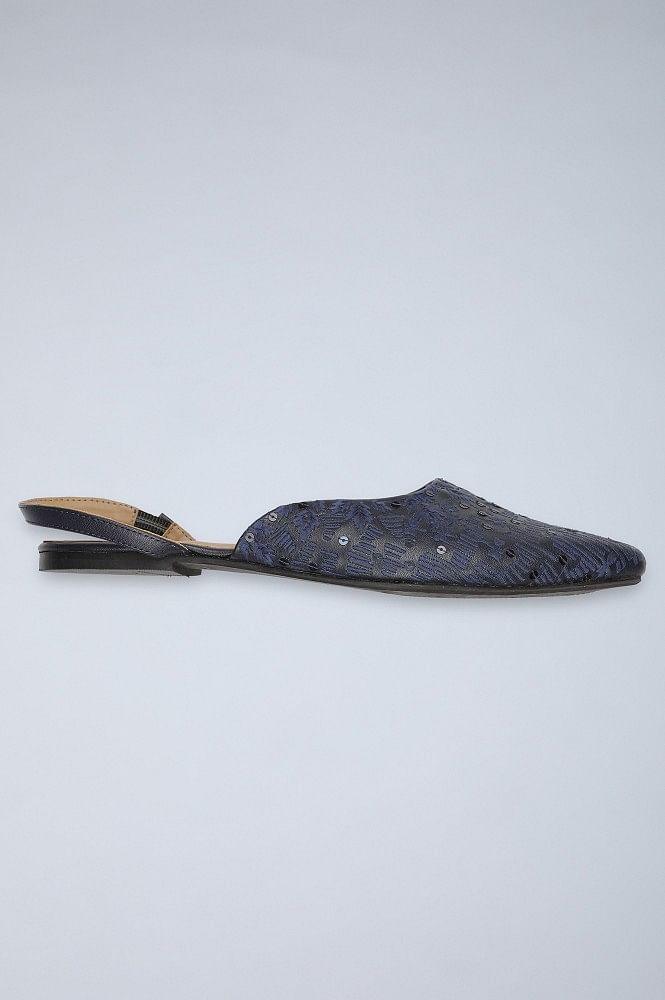 Blue Embroidered Flat Bellies - wforwoman