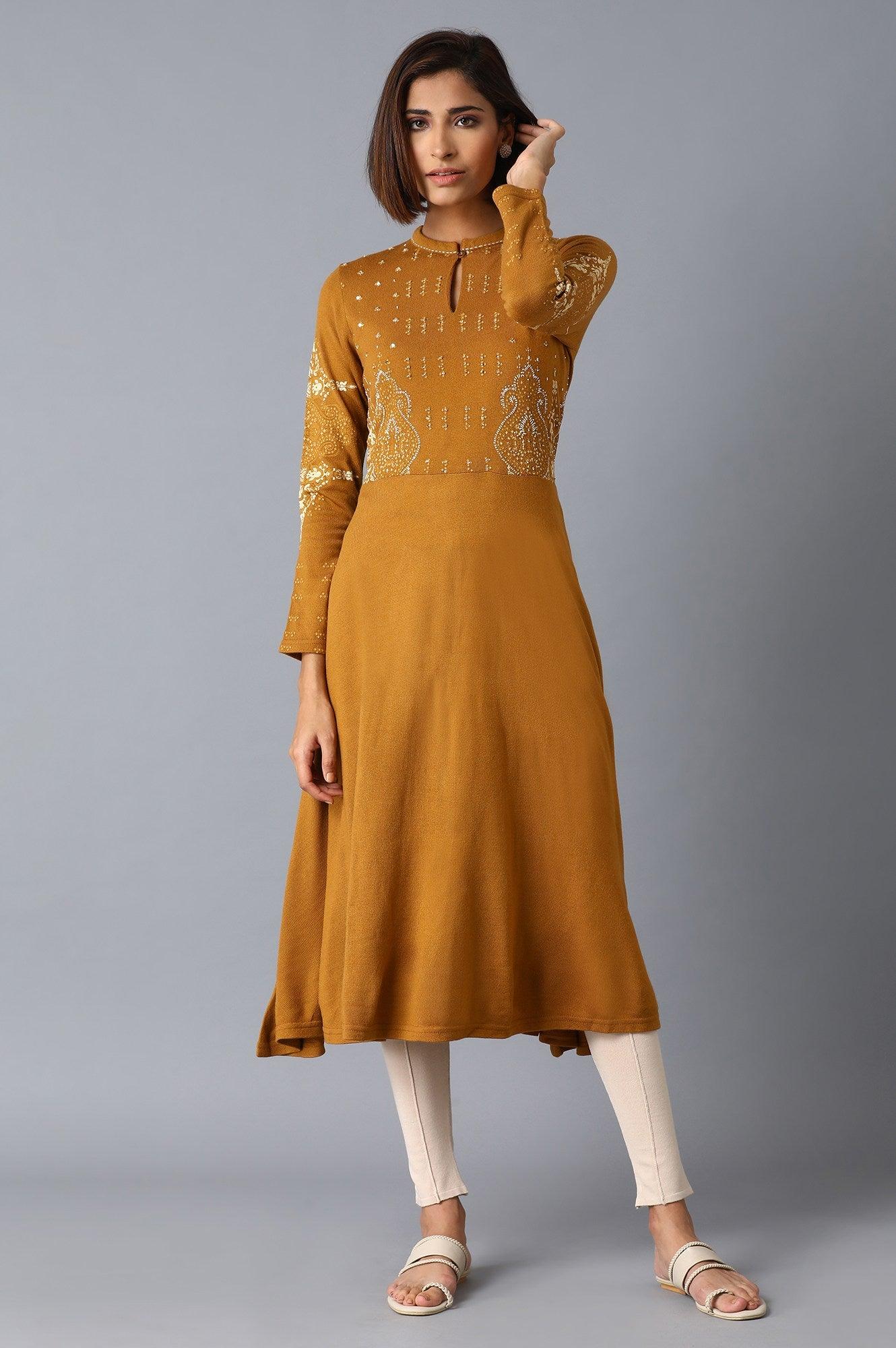Orange Acrylic kurta - wforwoman
