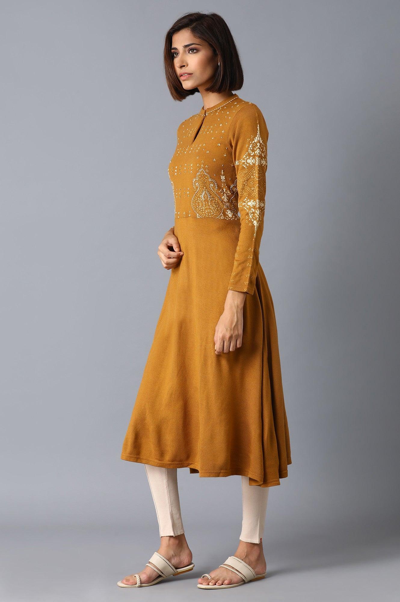 Orange Acrylic kurta - wforwoman