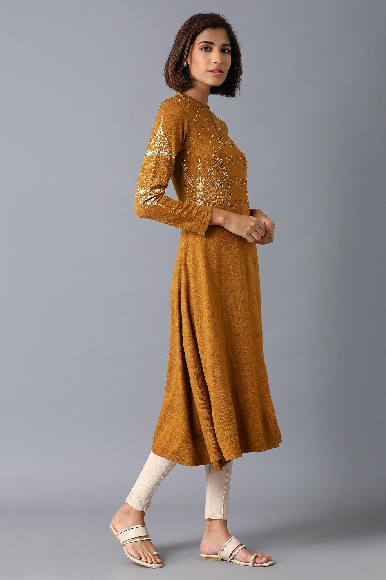 Orange Acrylic kurta - wforwoman