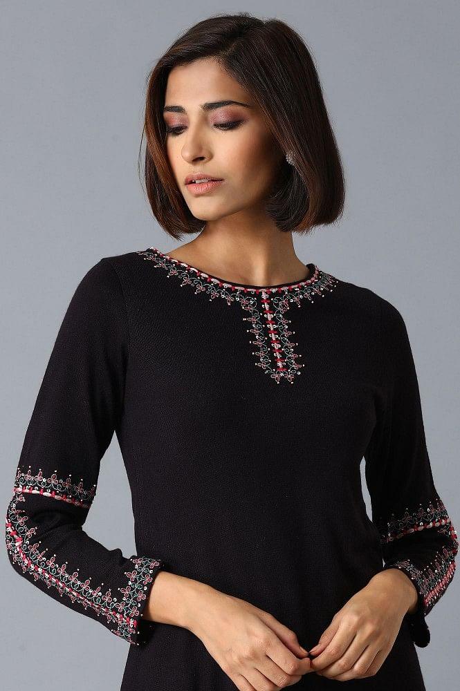 Purple Solid Acrylic kurta - wforwoman