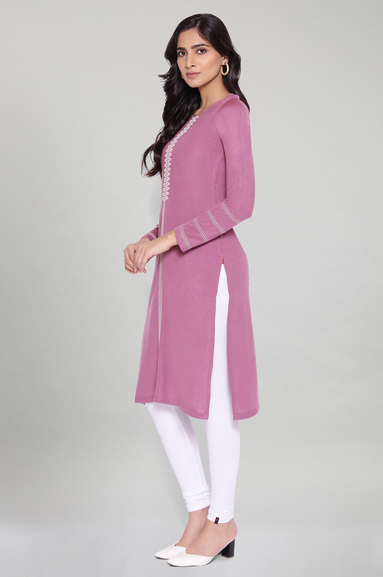 Purple Solid Acrylic kurta