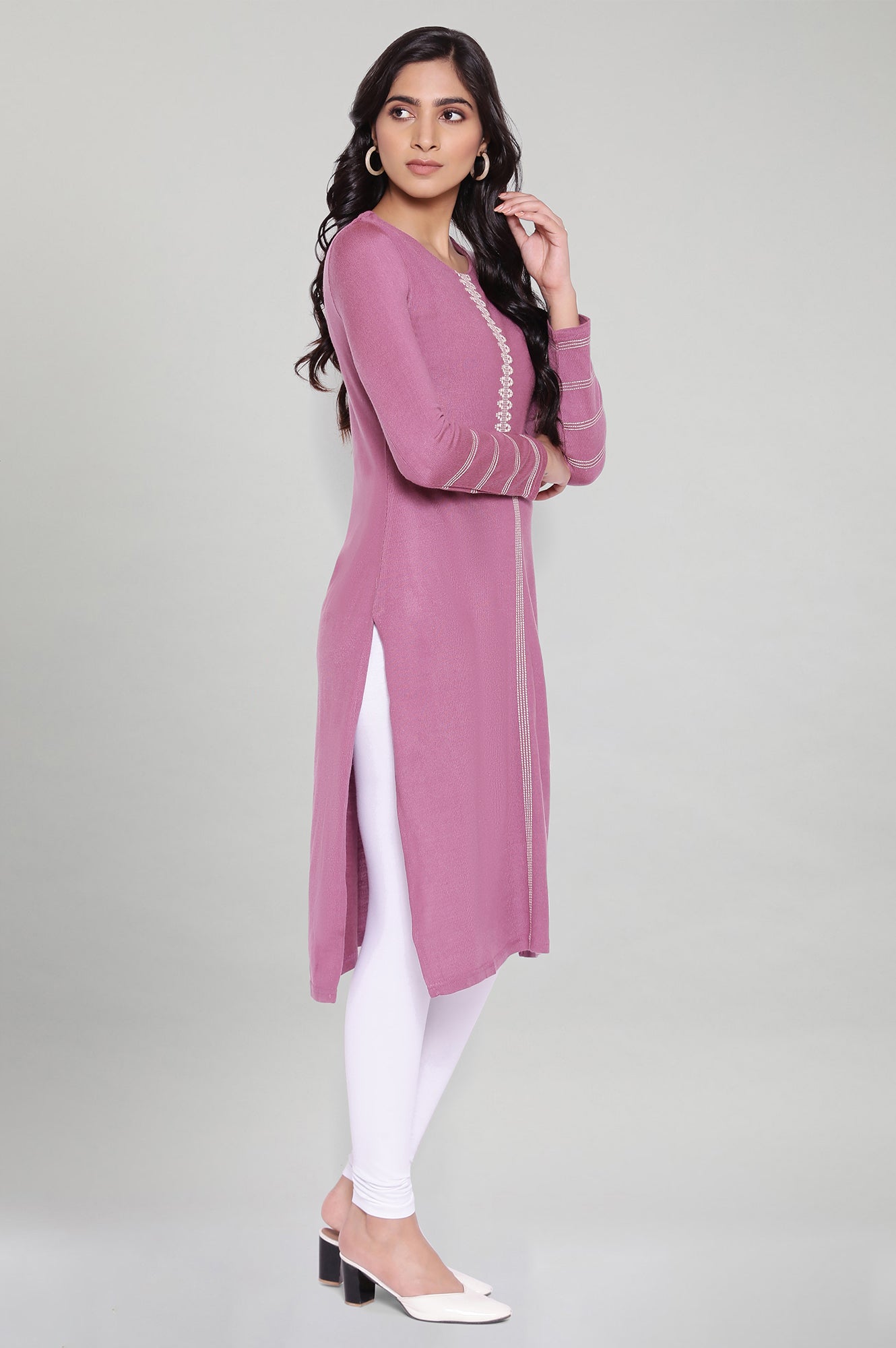 Purple Solid Acrylic kurta