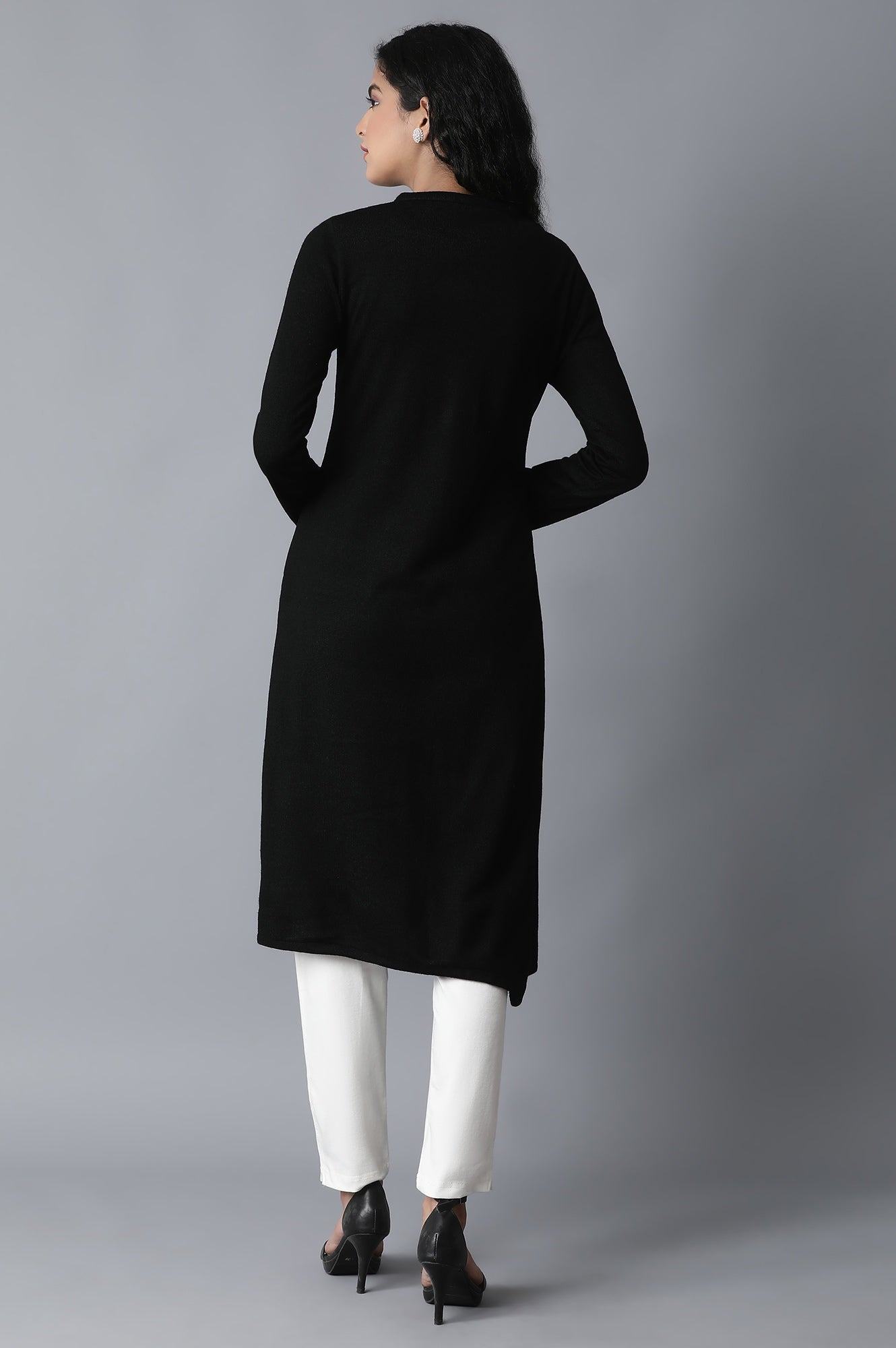Jet Black Straight Winter kurta