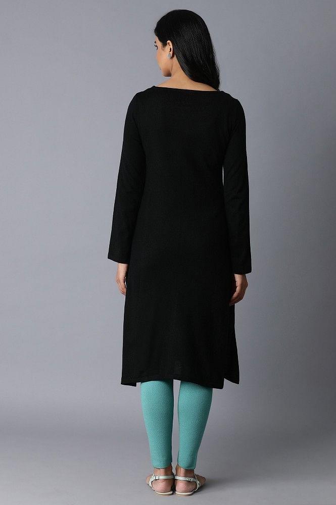 Jade Green Acrylic Jacquard kurta - wforwoman