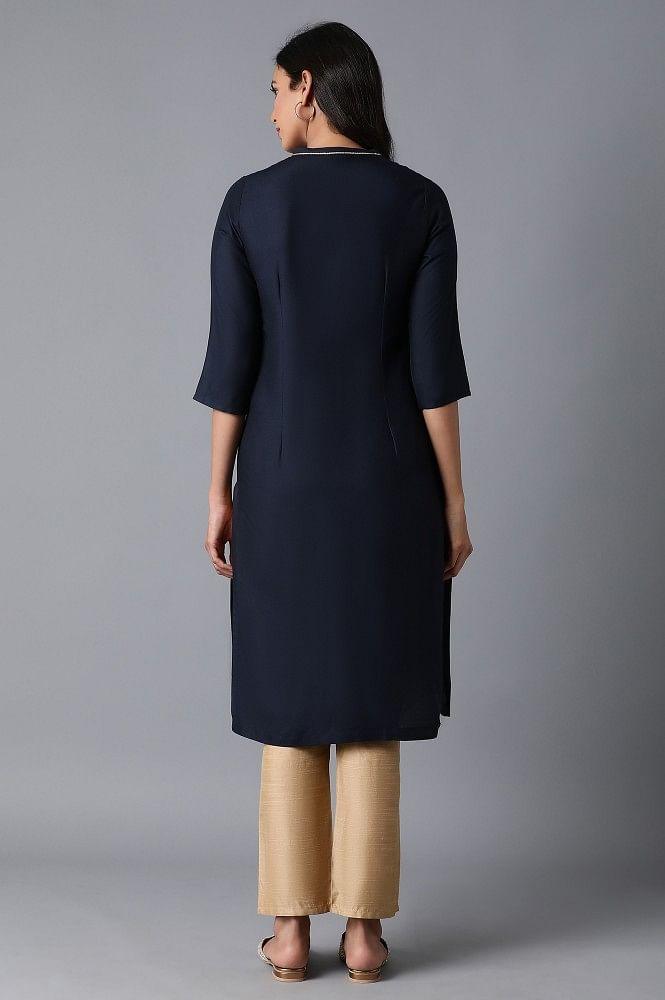 Navy Tribal Print kurta - wforwoman