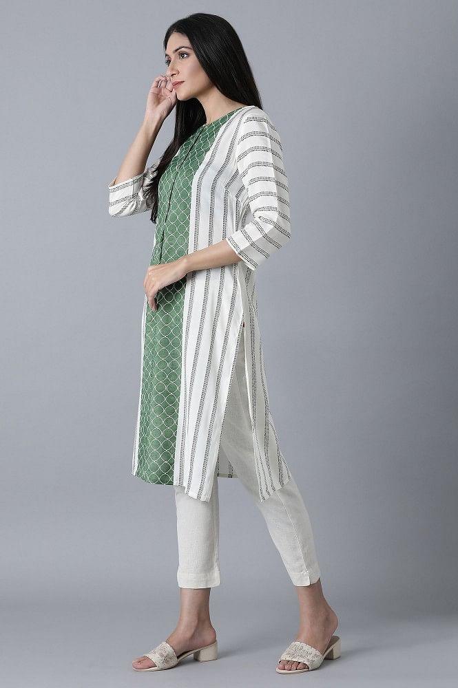 Ecru Straight kurta - wforwoman