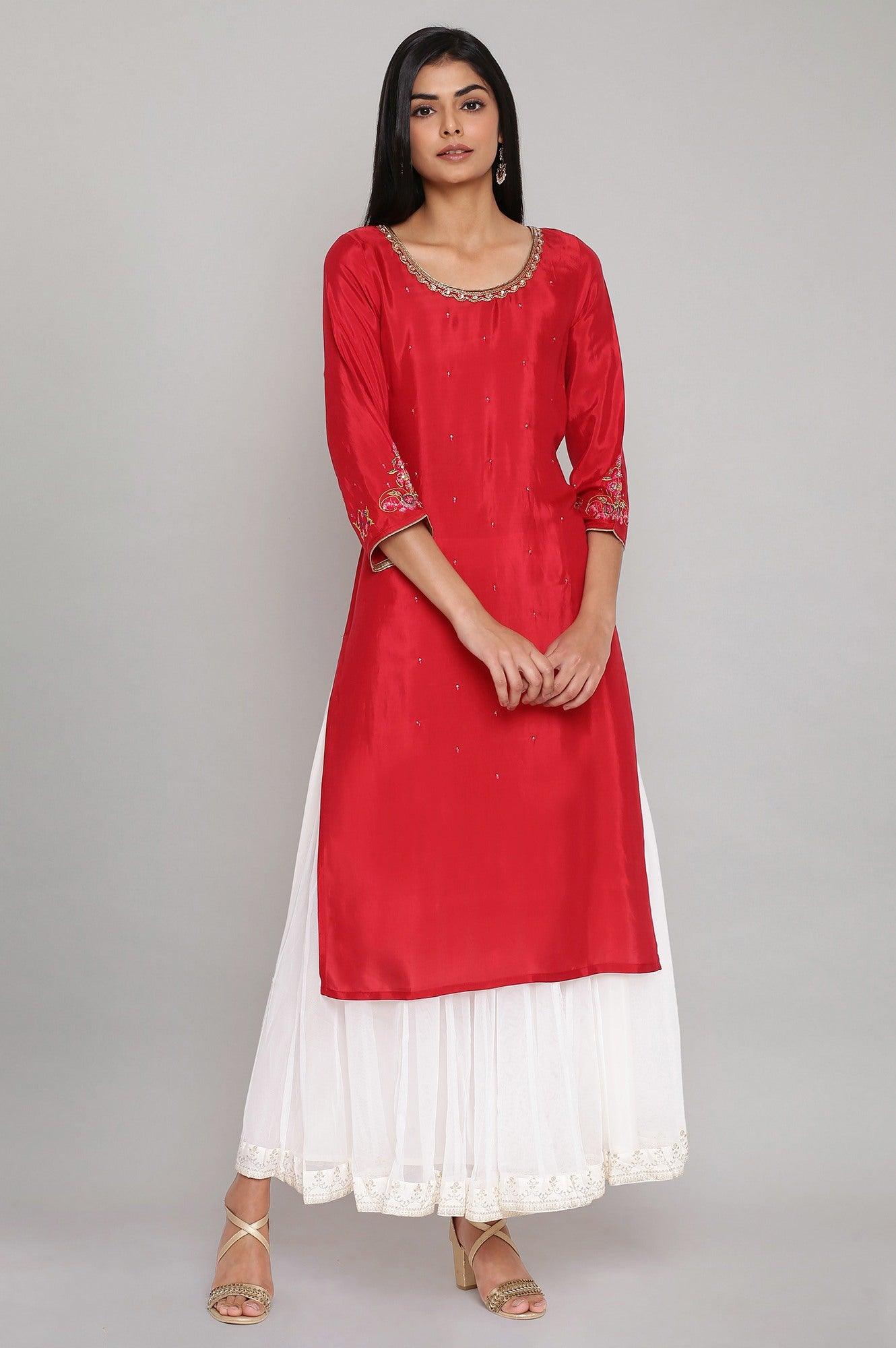 red kurta dress Masaba Red Spring Blossom Kurta S / Without Churidar