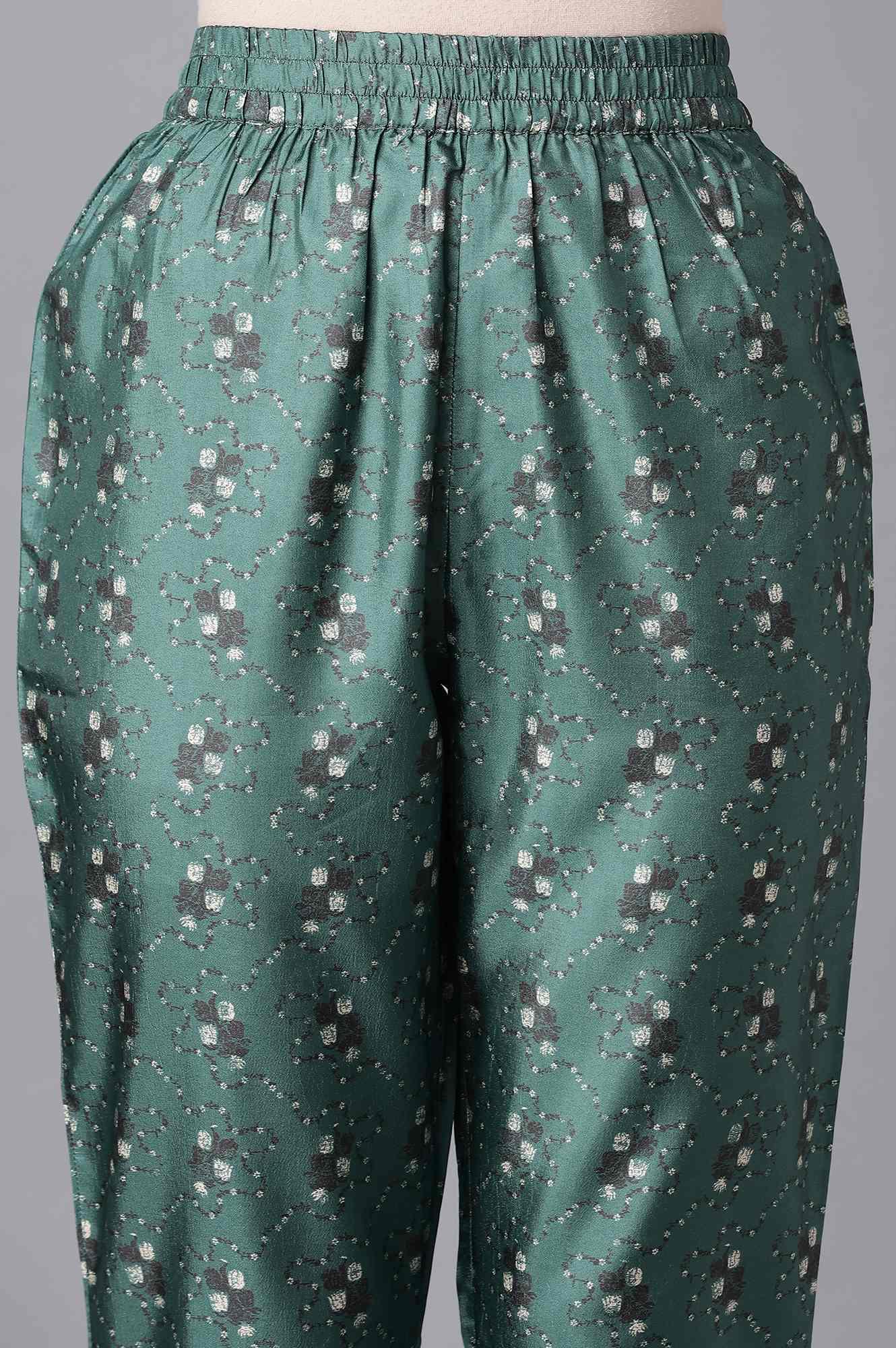 Green kurta-Slim Pant- Dupatta Set - wforwoman