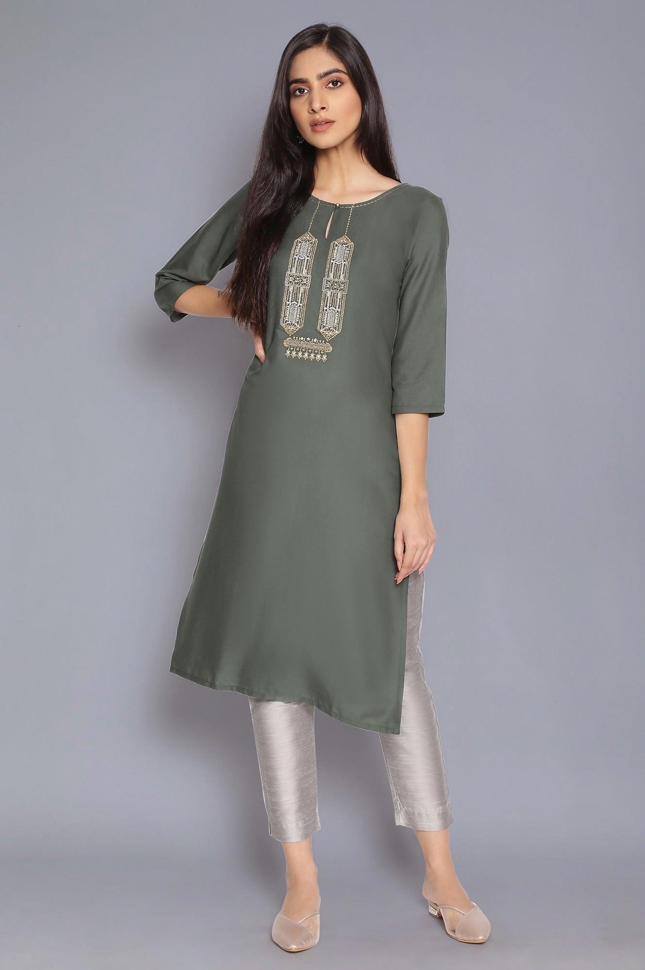 Green Light Festive kurta - wforwoman