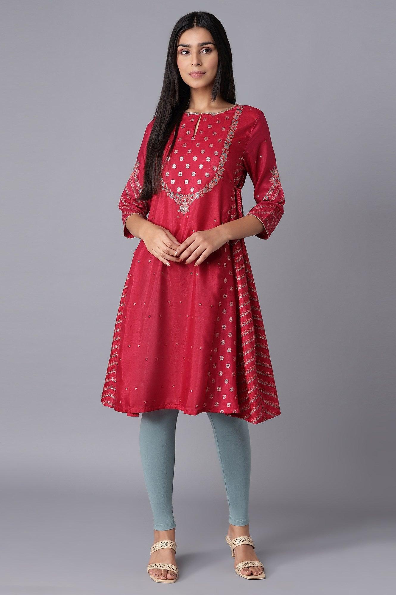 Persian Red Embroidered kurta - wforwoman