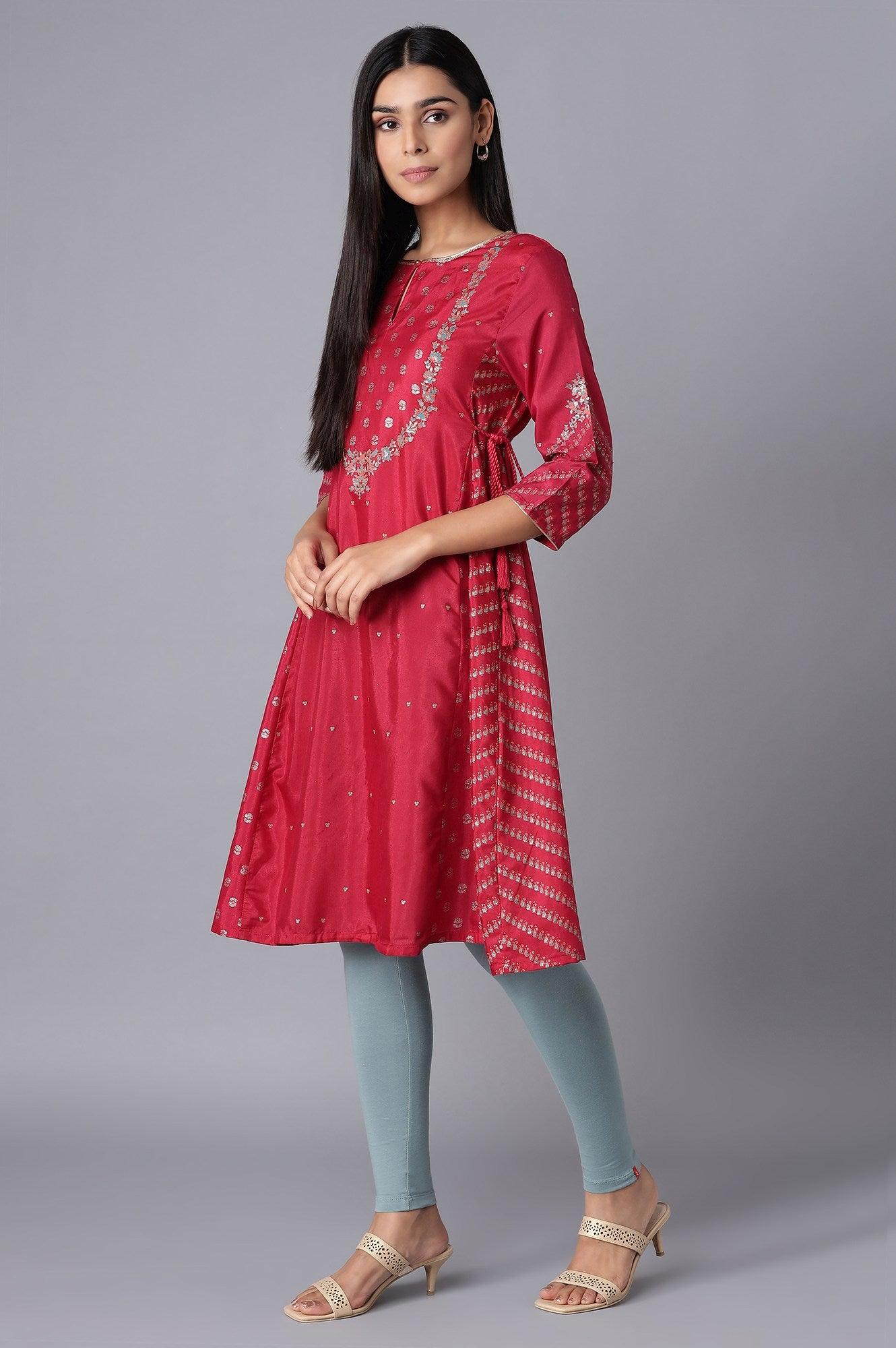 Persian Red Embroidered kurta - wforwoman