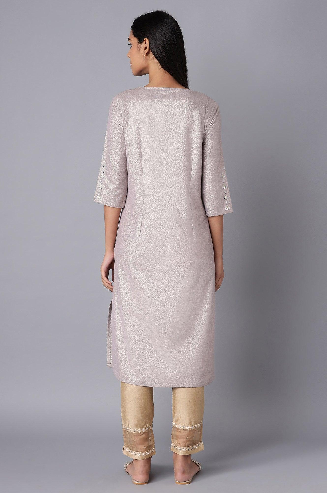 Light Purple Shimmery kurta - wforwoman