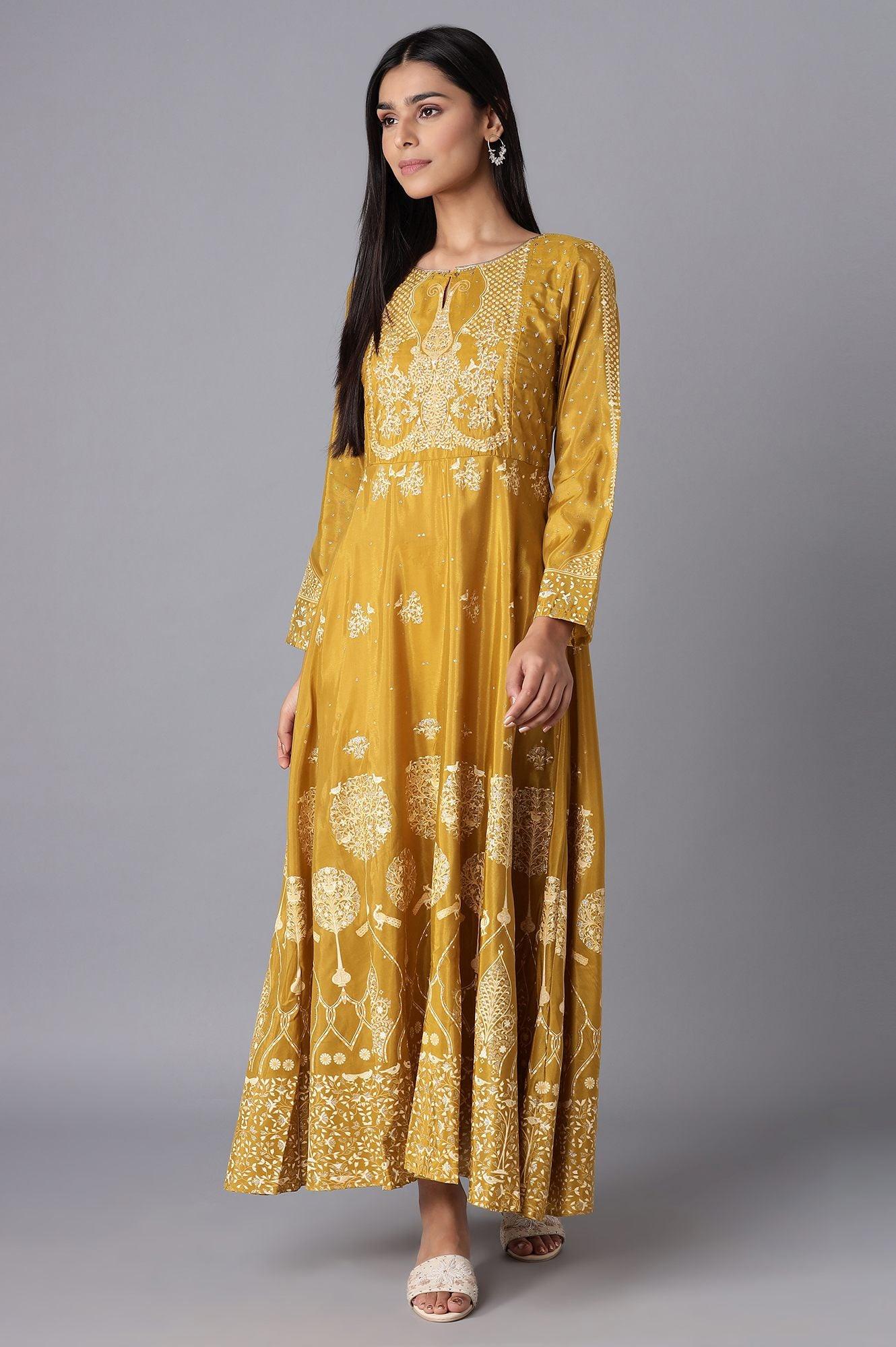 Green Flared Festive Dress - wforwoman