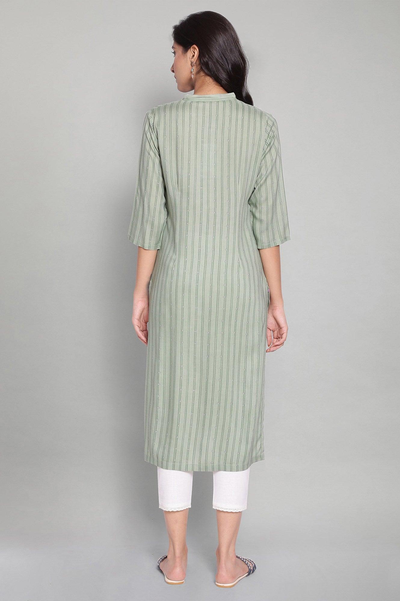 Cameo Green Floral Print kurta - wforwoman