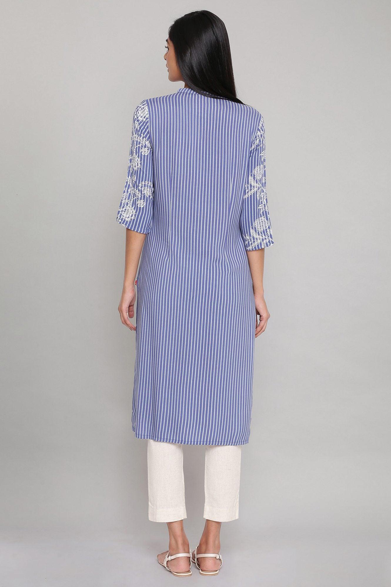 Blue Yarn Dyed kurta - wforwoman