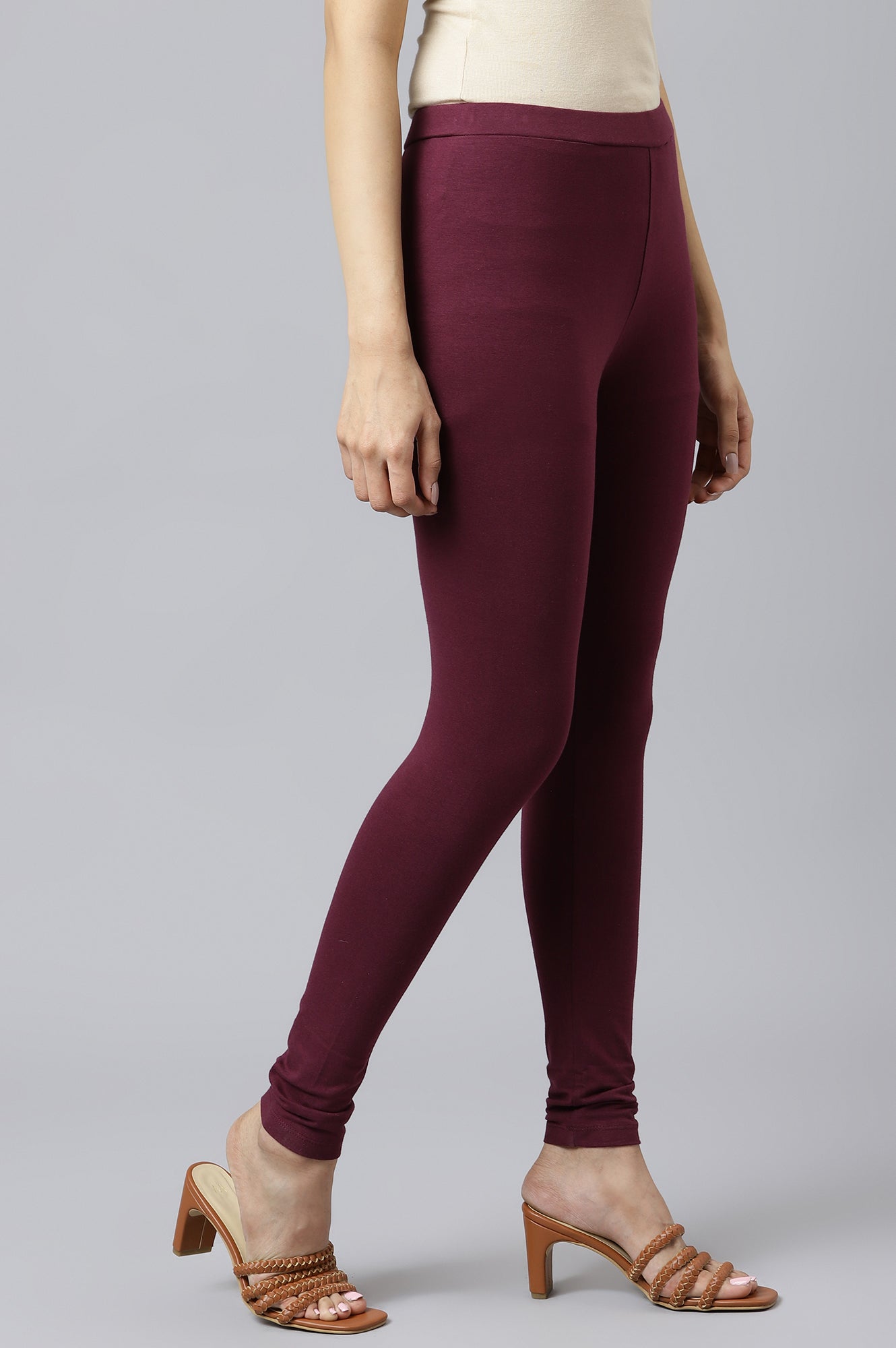 Wine Solid Tights