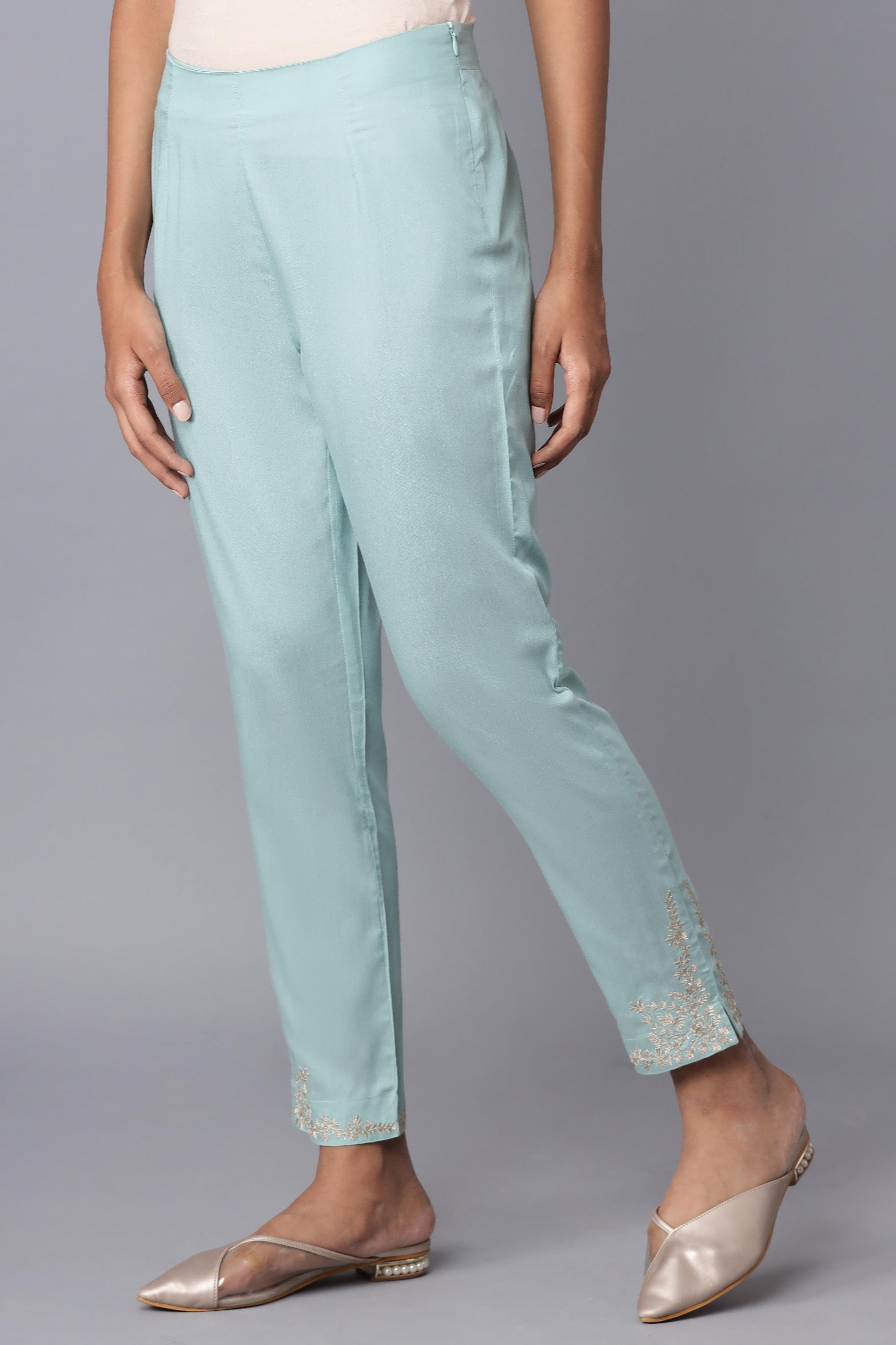 Teal Slim Pants - wforwoman