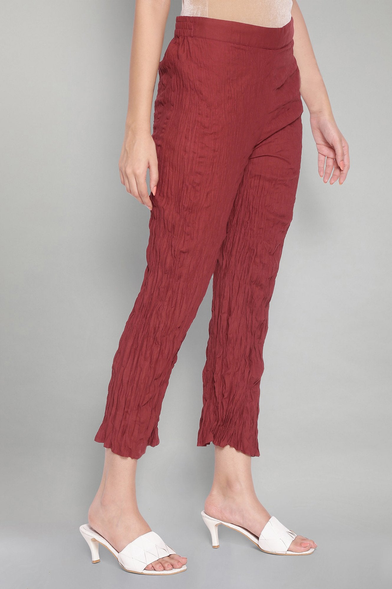 Maroon Shells A-line Kurta and Parallel Pant Set