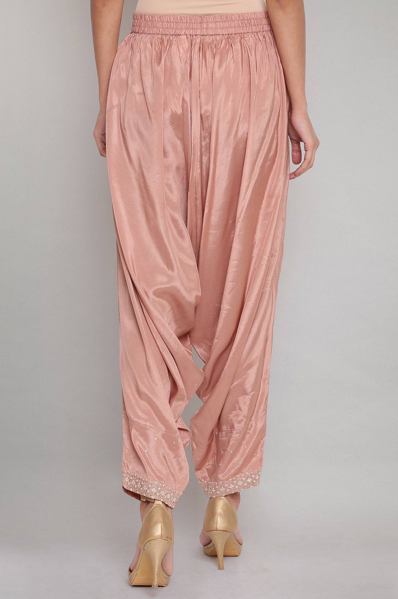 Dusty Pink Solid Draped Pants
