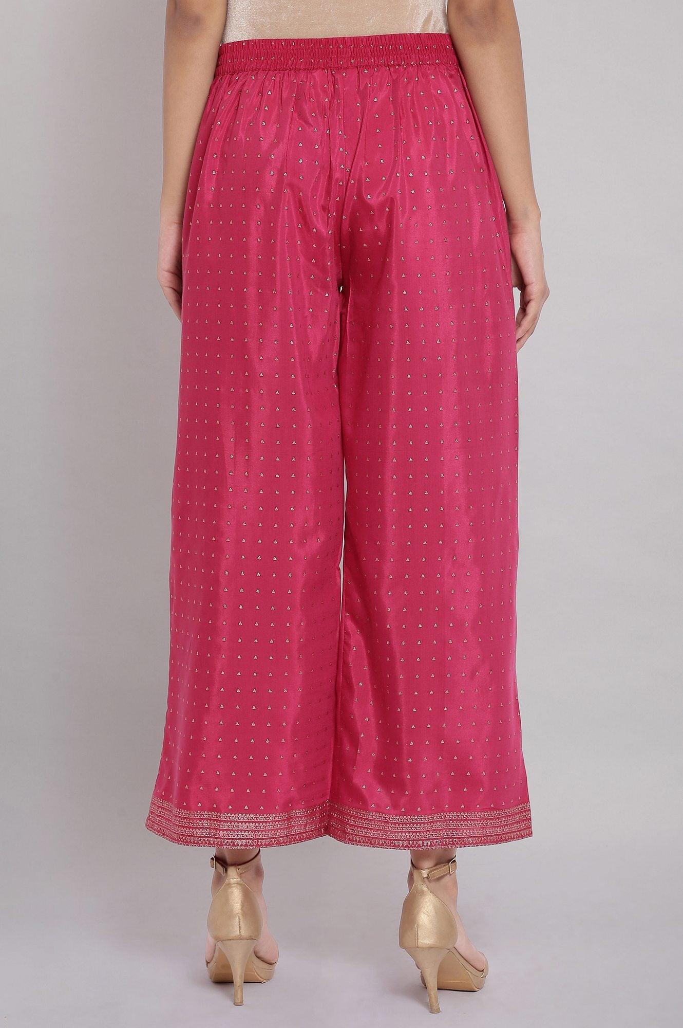 Magenta Printed Parallel Pants - wforwoman