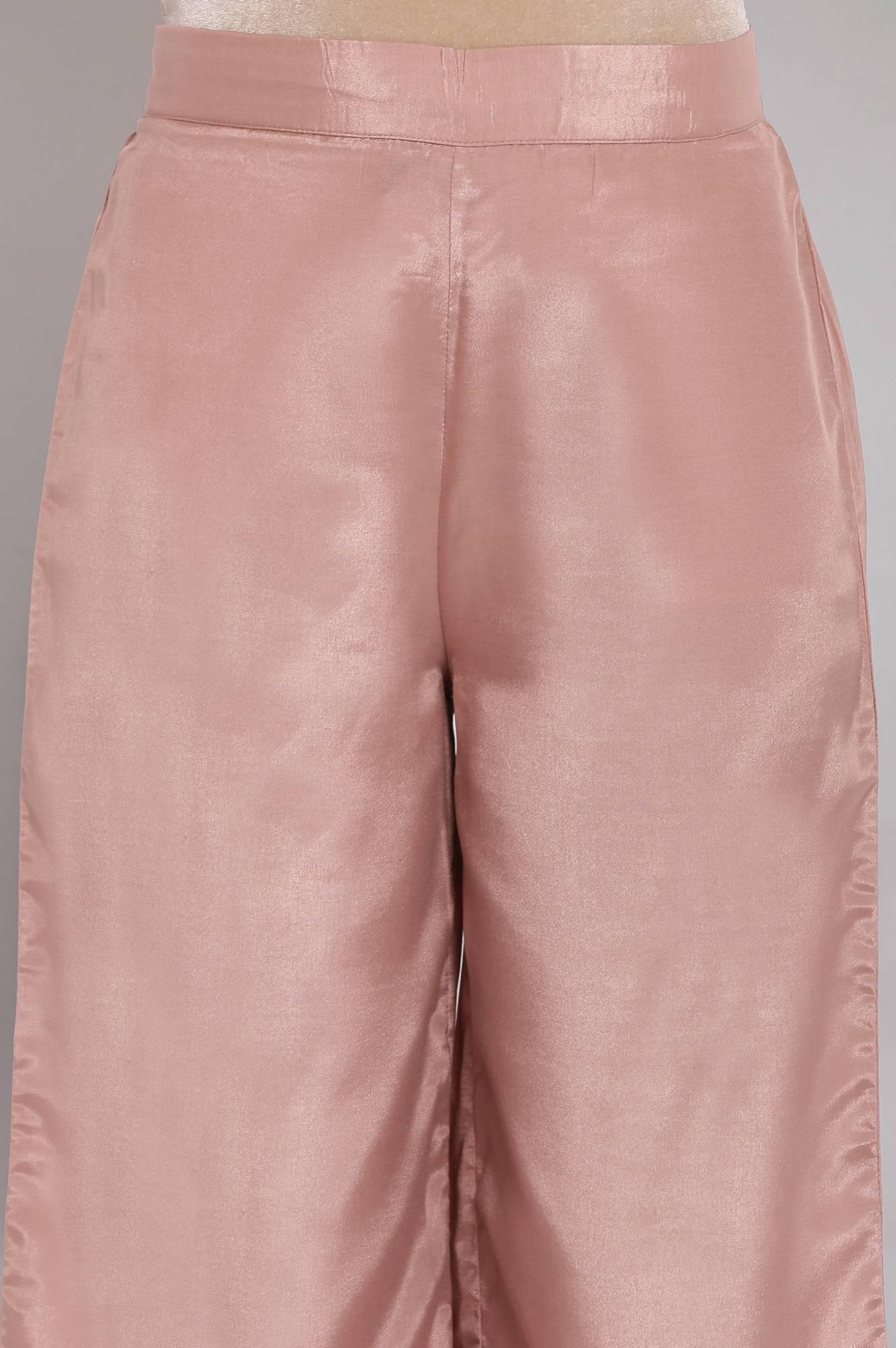 Dusky Pink Embroidered Parallel Pants - wforwoman