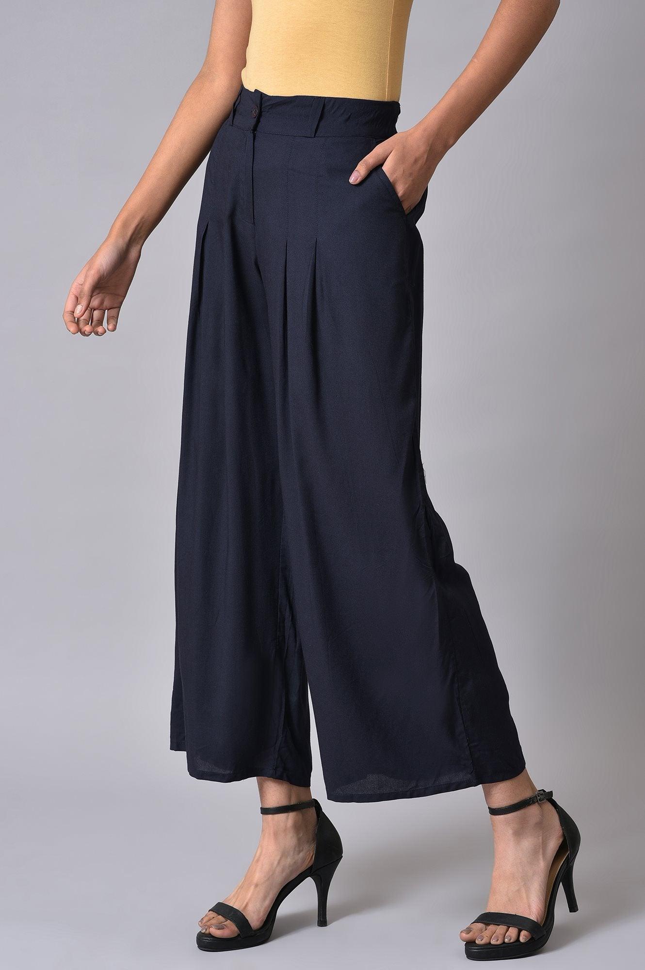 Blue Tailored Parallel Pants - wforwoman