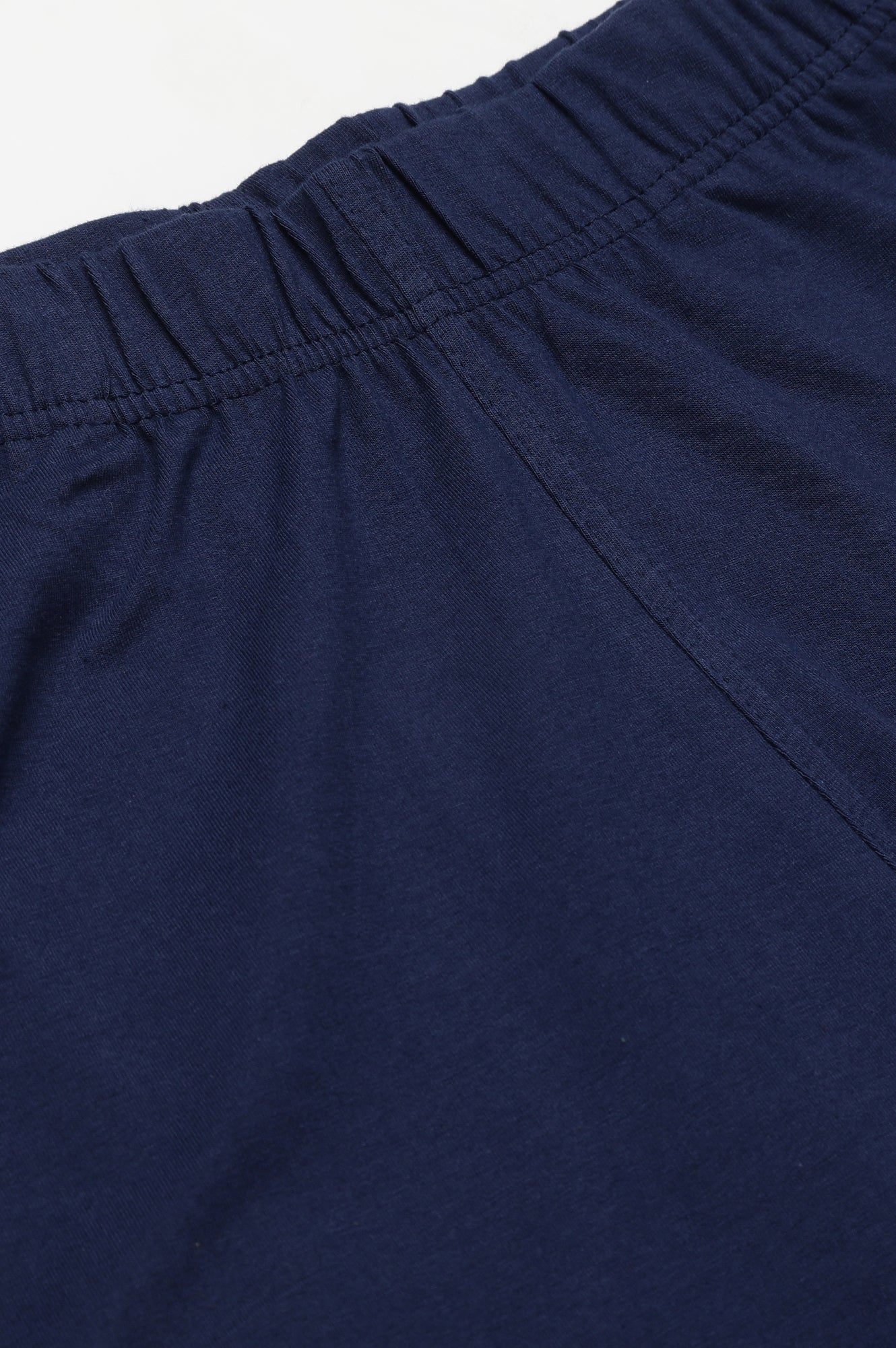 Navy Blue Solid Flared Cotton Pants With Elasticated Waist