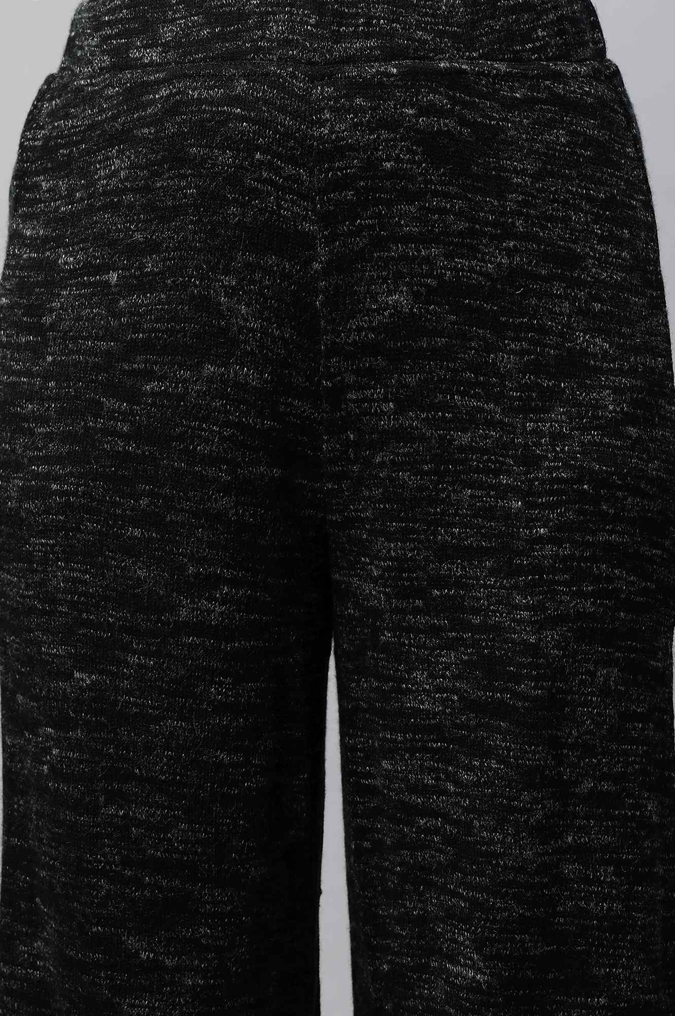 Black Solid Straight Fit Cotton Palazzo With Slip On Closure