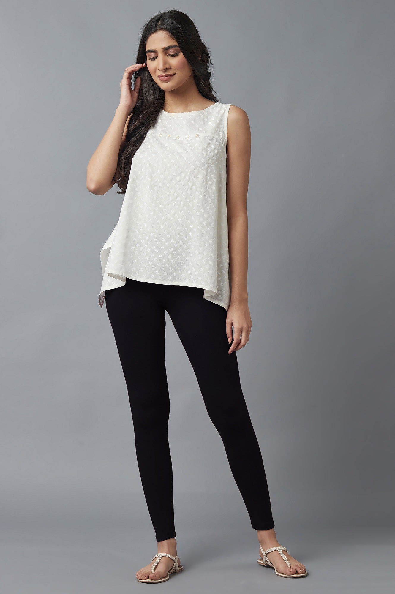 Black Solid Skinny Fit Tights With Elasticated Waist