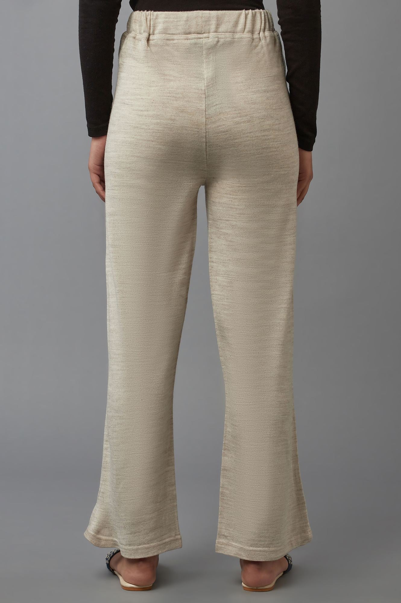 Beige Pointelle Skinny Fit Acrylic Tights With Elasticated Waist