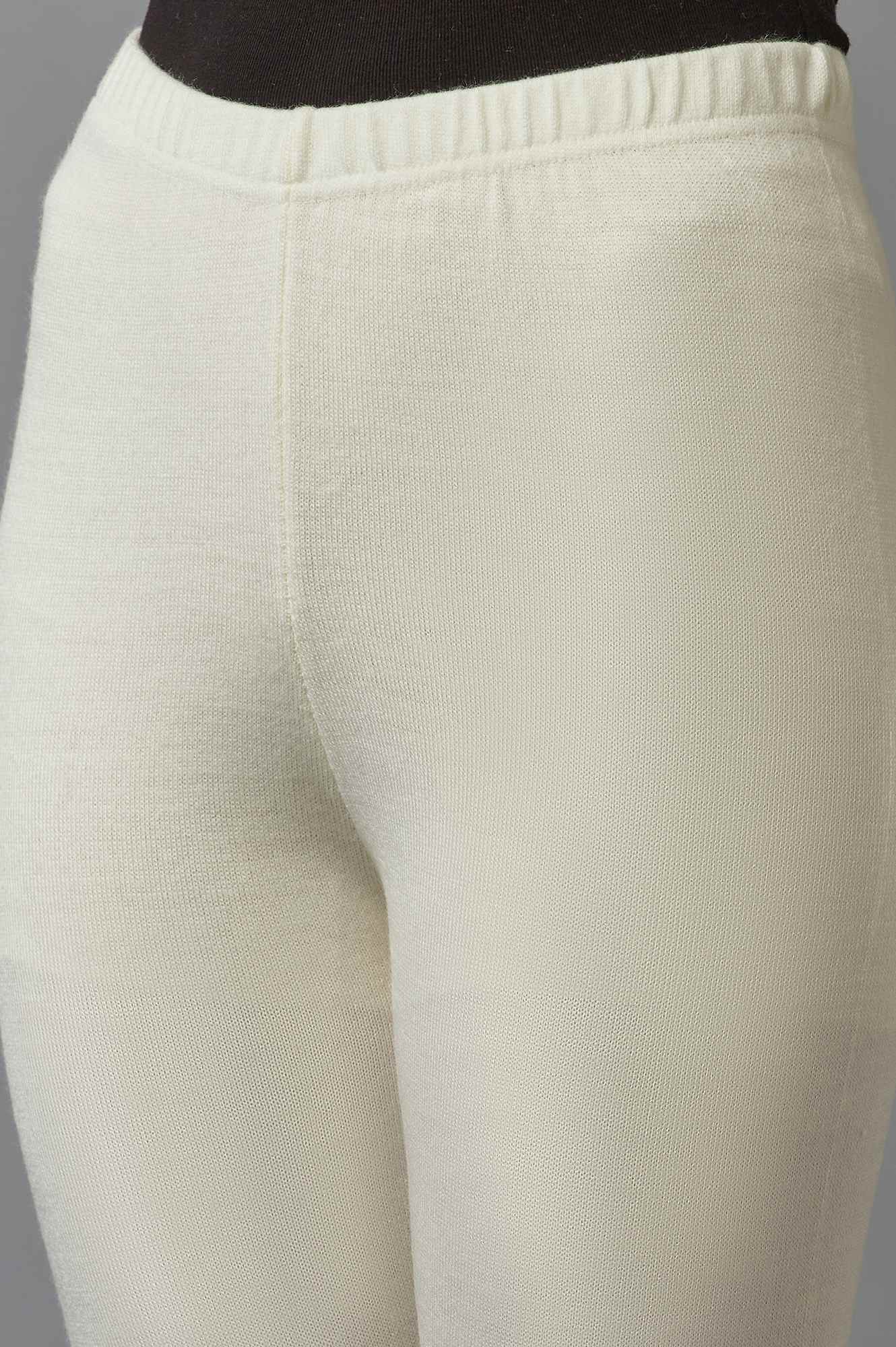 White Pointelle Skinny Fit Tights With Elasticated Waist