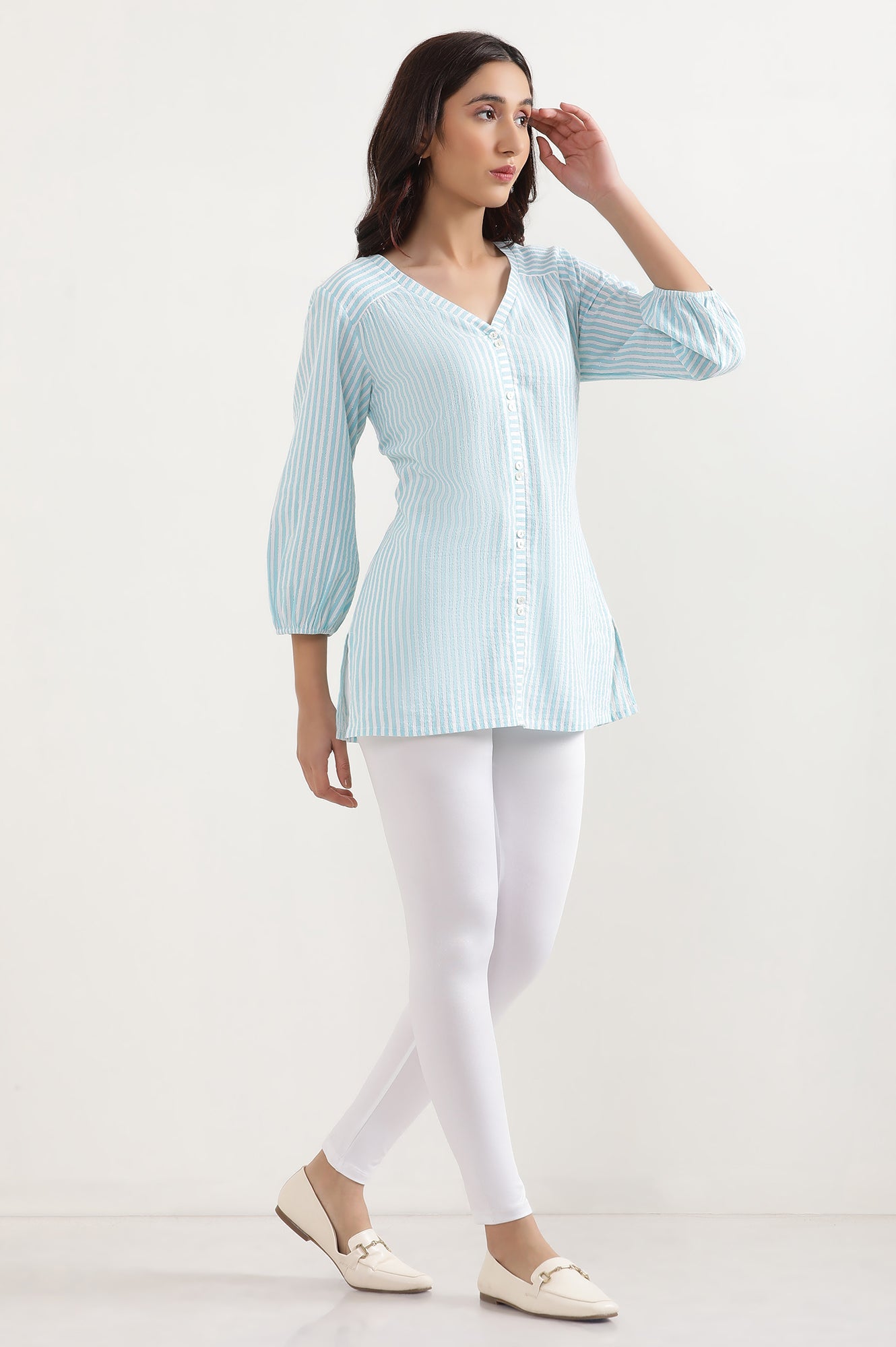 White Solid Skinny Fit Tights With Elasticated Waist