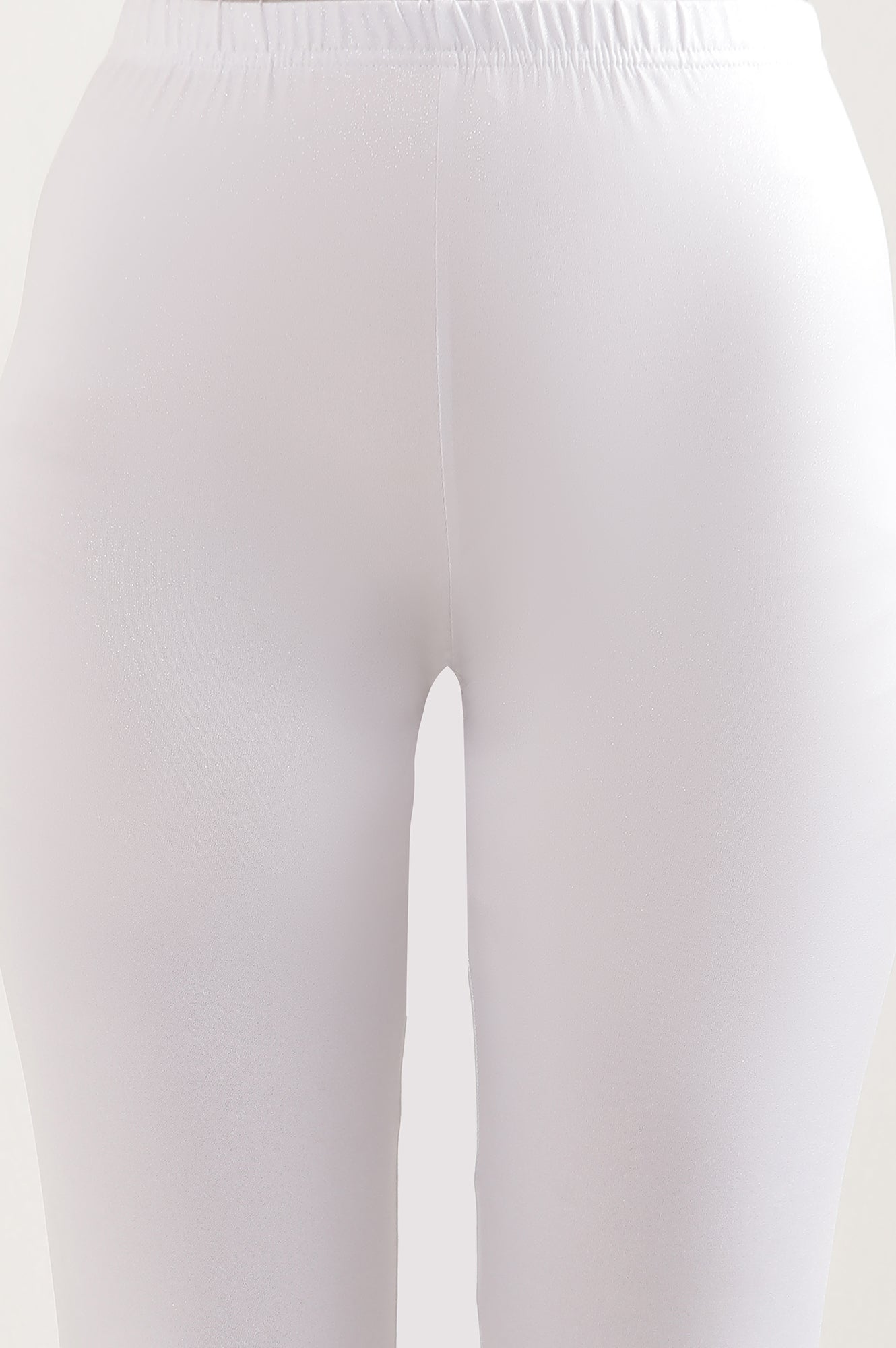 White Solid Skinny Fit Tights With Elasticated Waist