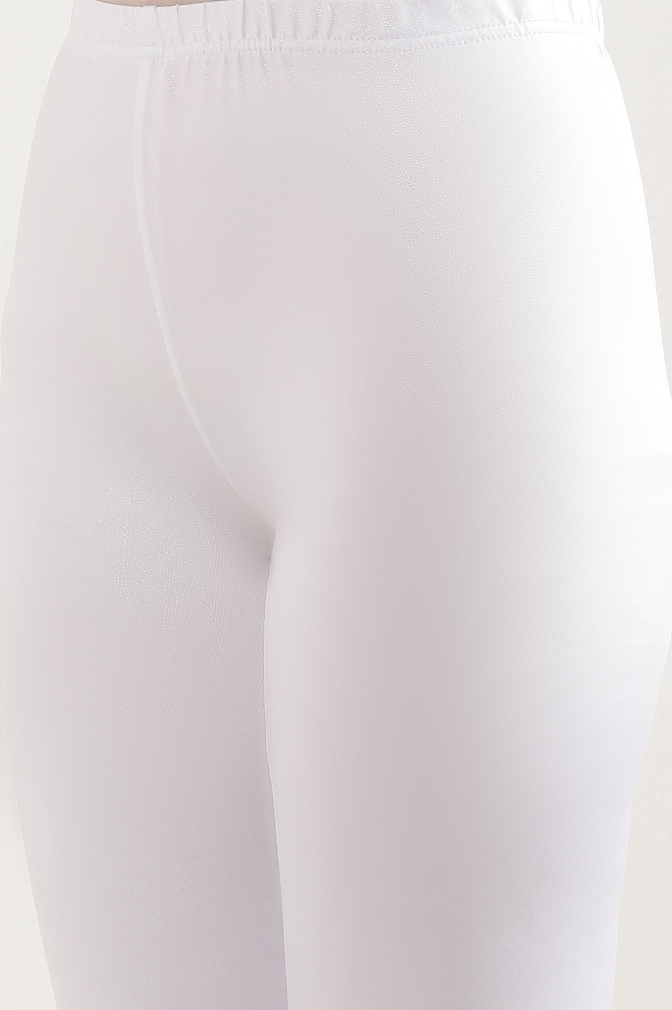 White Solid Skinny Fit Tights With Elasticated Waist