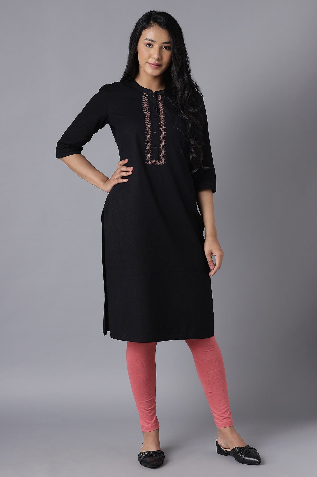 Maroon Solid Skinny Fit Cotton Tights With Elasticated Waist