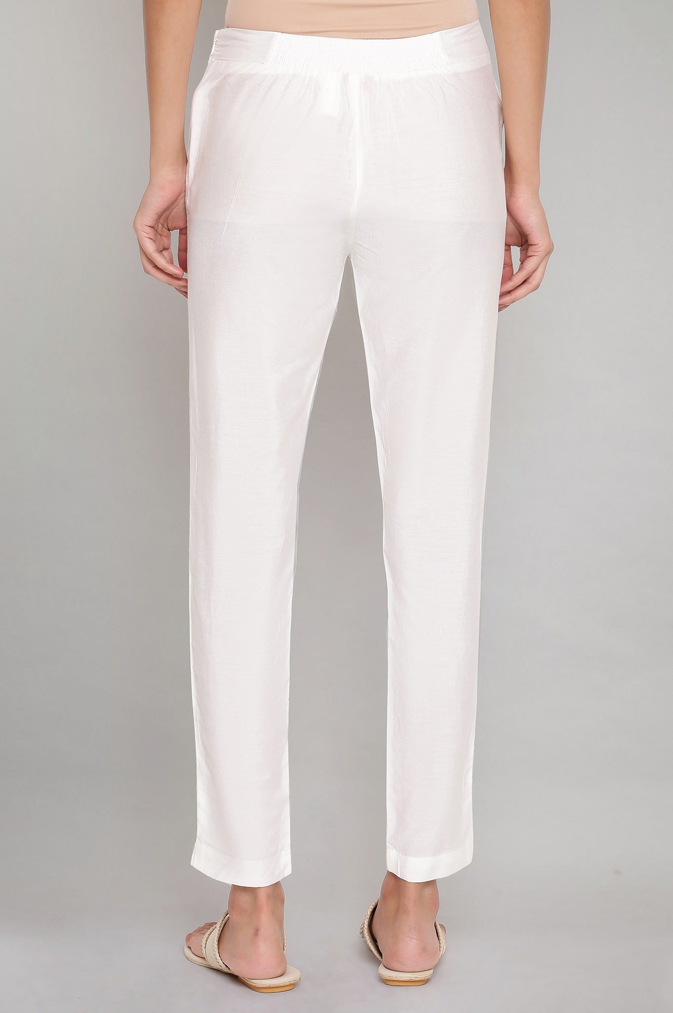 Ecru Lace Rayon Straight Kurta and Slim Pant Set