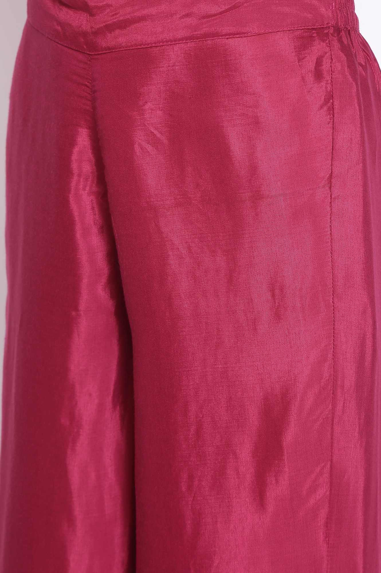 Dark Pink Solid Parallel Pants - wforwoman
