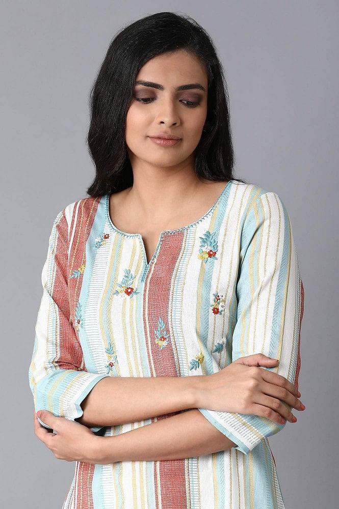 Multicoloured Stripe Print kurta - wforwoman