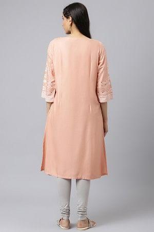 Peach Khari Printed kurta - wforwoman