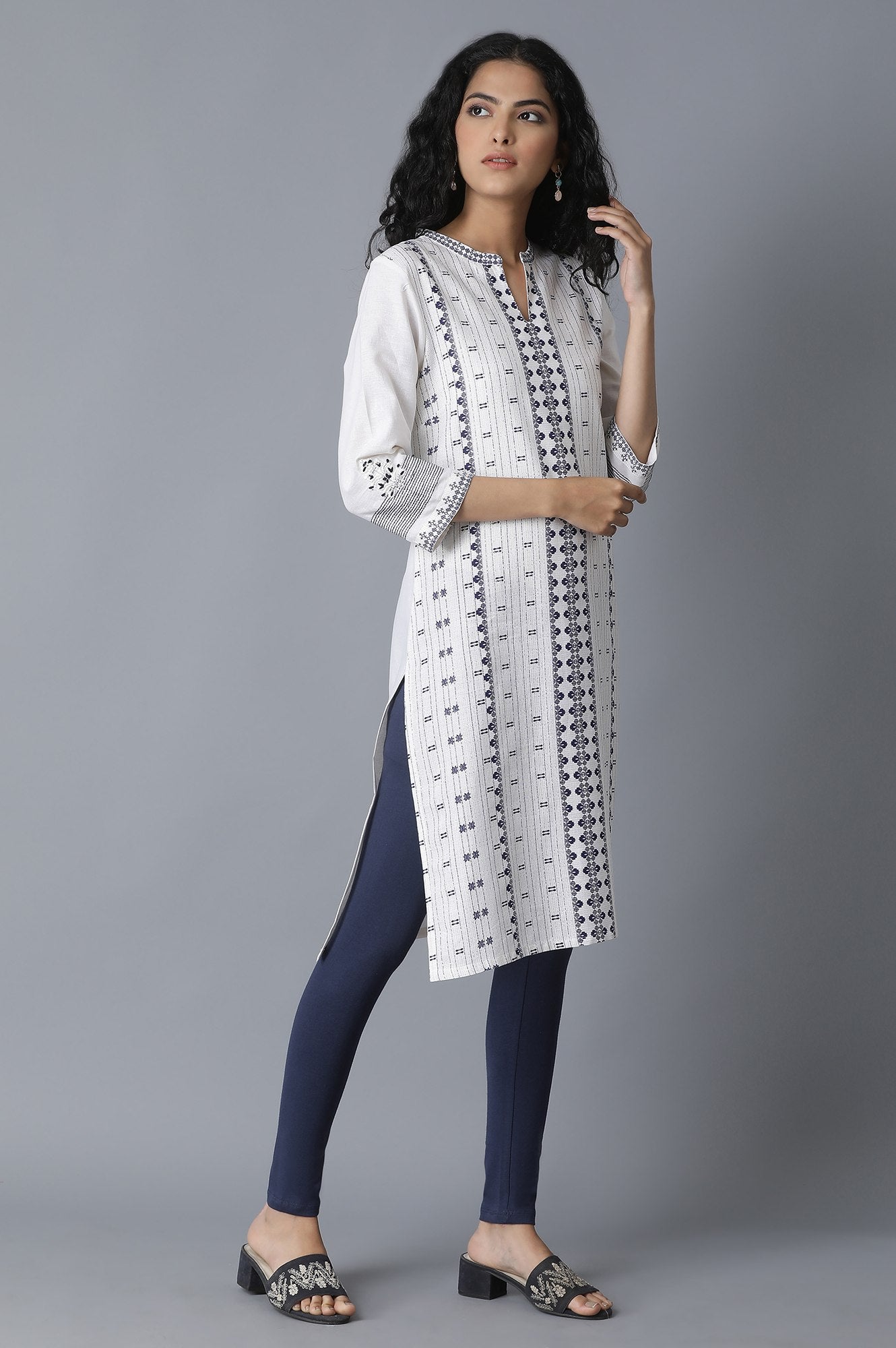 Ecru Printed Cambric kurta