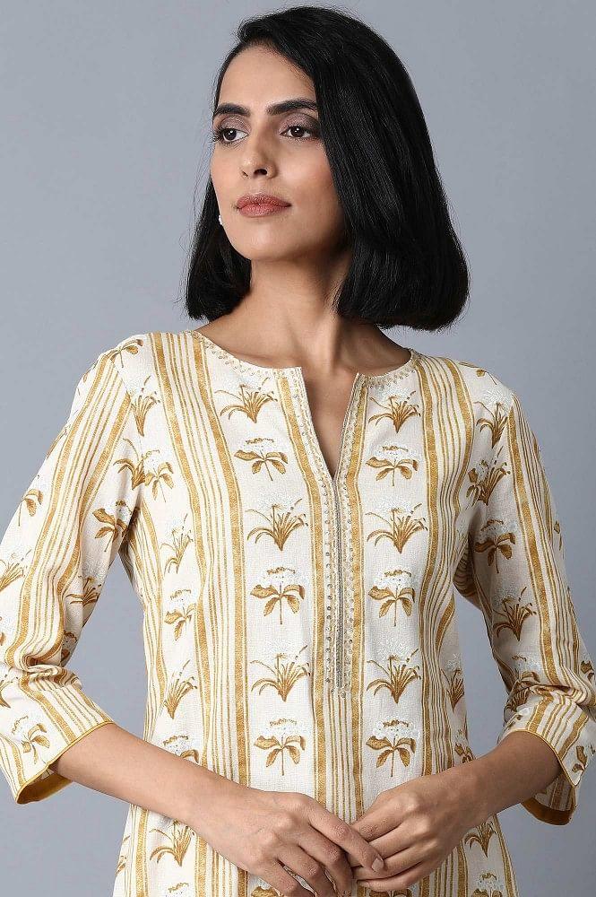 Yellow Booti Print kurta - wforwoman