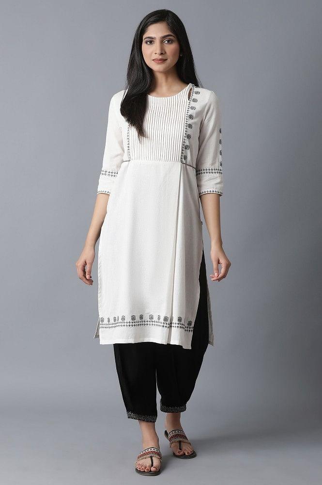 Ecru A-Line kurta - wforwoman