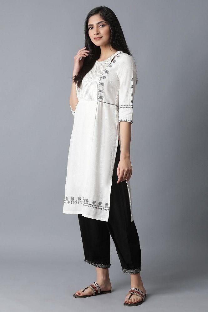 Ecru A-Line kurta - wforwoman