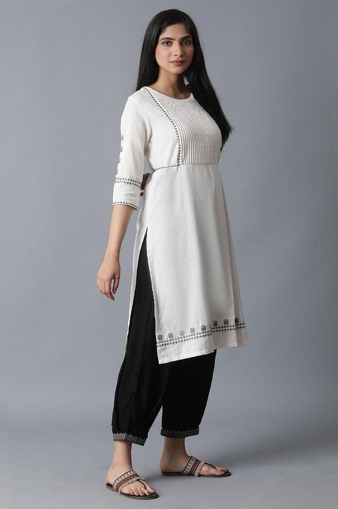 Ecru A-Line kurta - wforwoman