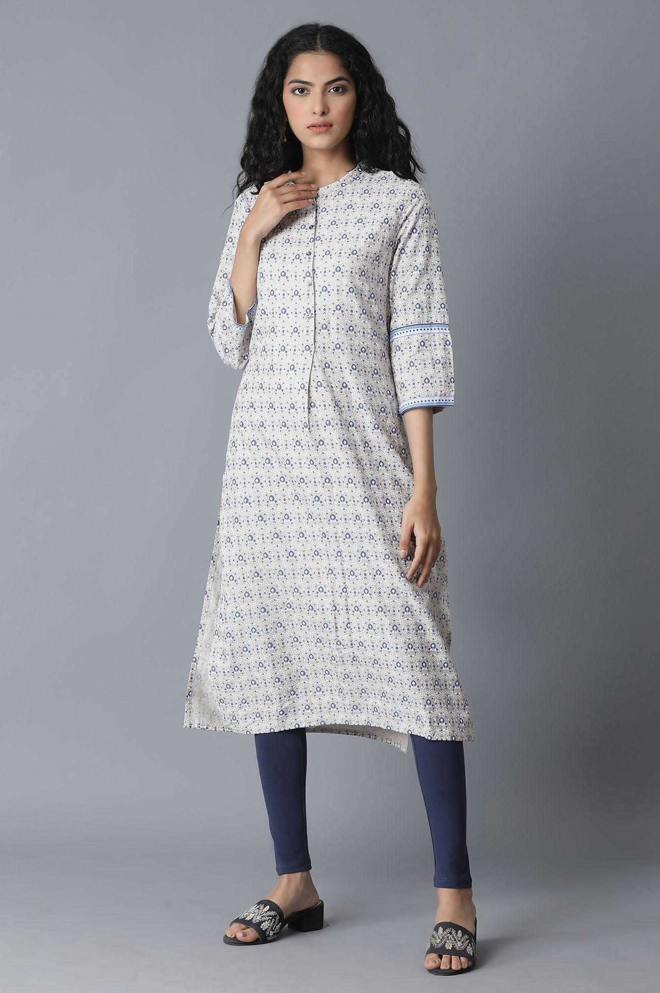 Windchime Grey Printed kurta - wforwoman
