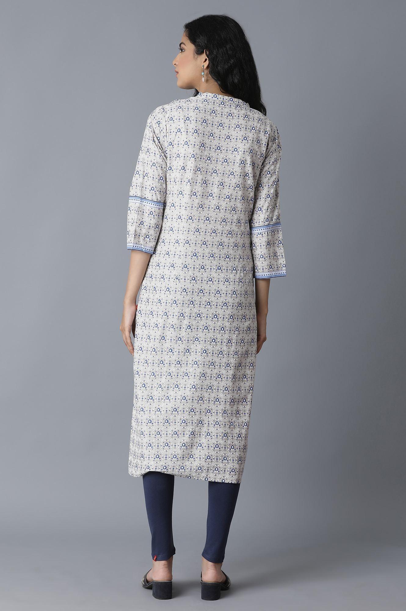 Windchime Grey Printed kurta - wforwoman
