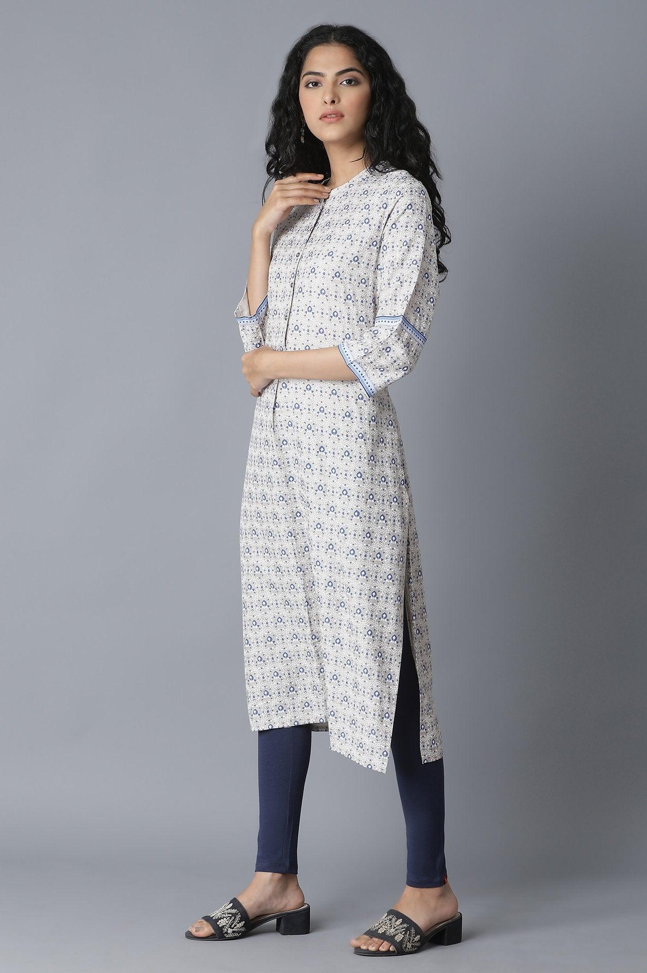 Windchime Grey Printed kurta - wforwoman