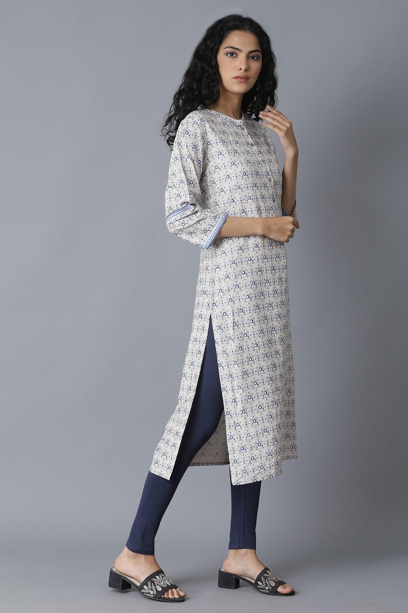 Windchime Grey Printed kurta - wforwoman